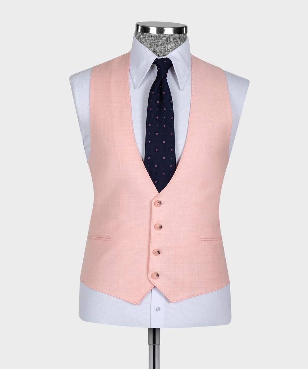 New Arrival Pink Three Pieces Slim Fit Fashion Men Suits