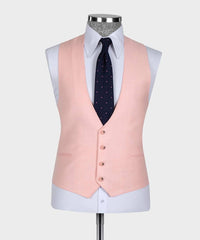 New Arrival Pink Three Pieces Slim Fit Fashion Men Suits