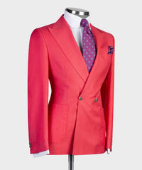 New Arrival Red Fashion Double Breasted Peaked Lapel Prom Men Suits