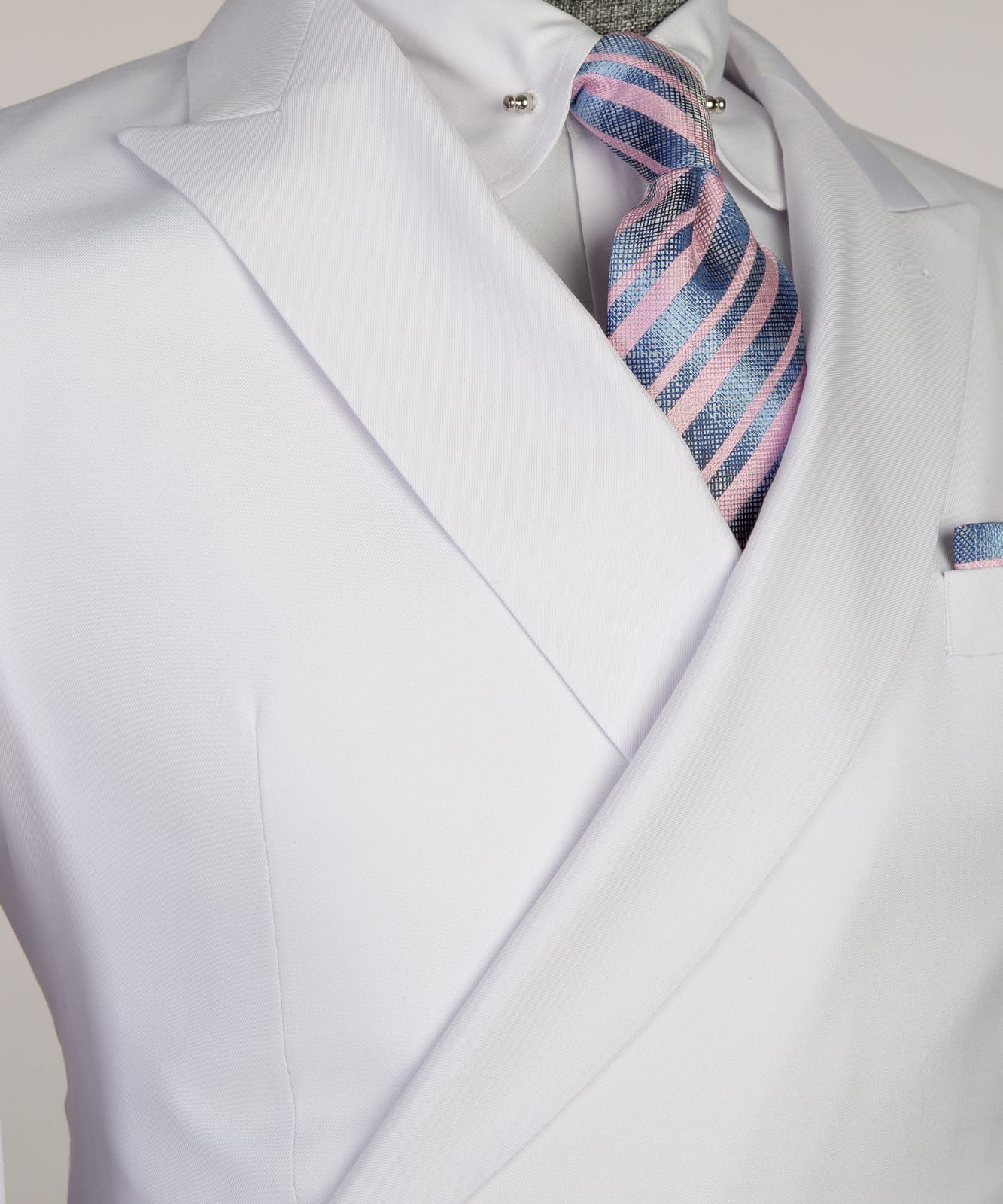 New Arrival White Double Breasted Slim Fit Bespoke Prom Men Suits