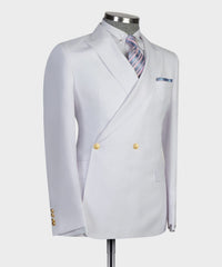 New Arrival White Double Breasted Slim Fit Bespoke Prom Men Suits
