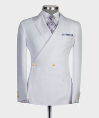 New Arrival White Double Breasted Slim Fit Bespoke Prom Men Suits