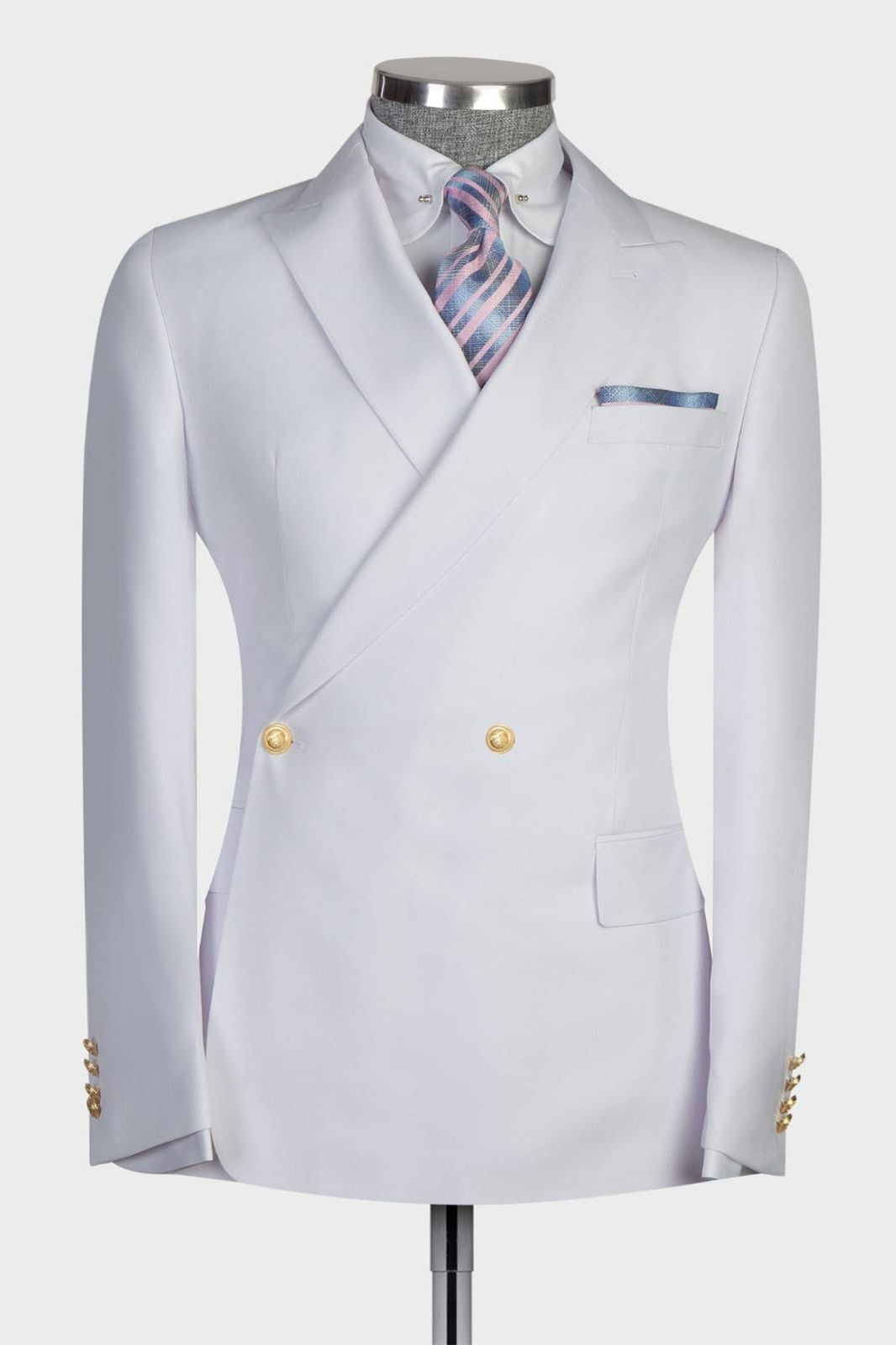 New Arrival White Double Breasted Slim Fit Bespoke Prom Men Suits