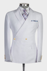 New Arrival White Double Breasted Slim Fit Bespoke Prom Men Suits