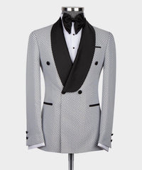New Arrival White Double Breasted Slim Fit Shawl Lapel Men Suits