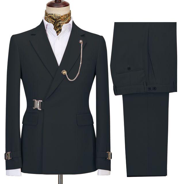 Newest Black Button Notched Lapel Men Suits For Business