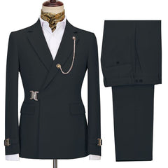 Newest Black Button Notched Lapel Men Suits For Business