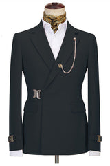 Newest Black Button Notched Lapel Men Suits For Business