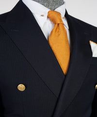 Newest Stripe Two Pieces Peaked Lapel Men Black Business Suits