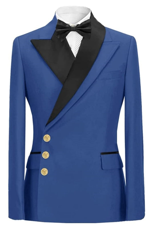 Newest Peaked Lapel Blue Prom Suits For Men