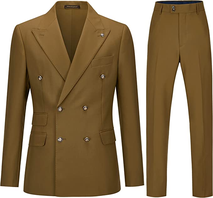 Newest Brown Double Breasted Men Suits For Prom