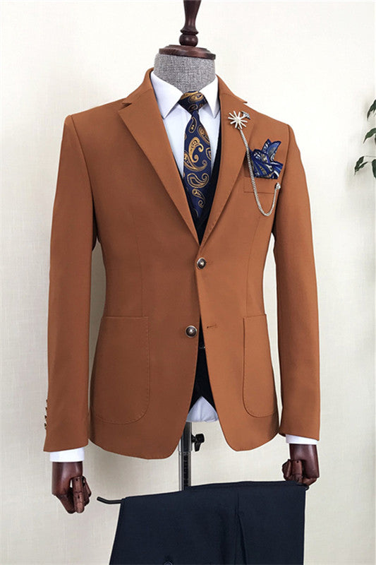Newest Single Breasted Notched Lapel Men Brown Prom Suits