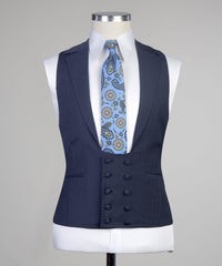 Newest Stripe Notched Lapel Three Pieces Men Navy Business Suits