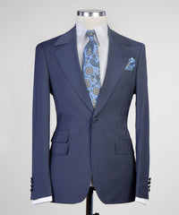 Newest Stripe Notched Lapel Three Pieces Men Navy Business Suits