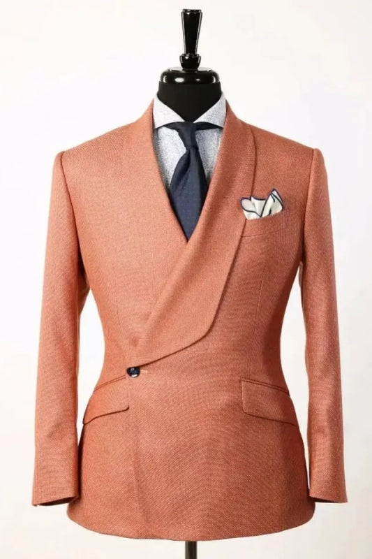 Newest Orange Shawl Lapel Two Pieces Wedding Suits