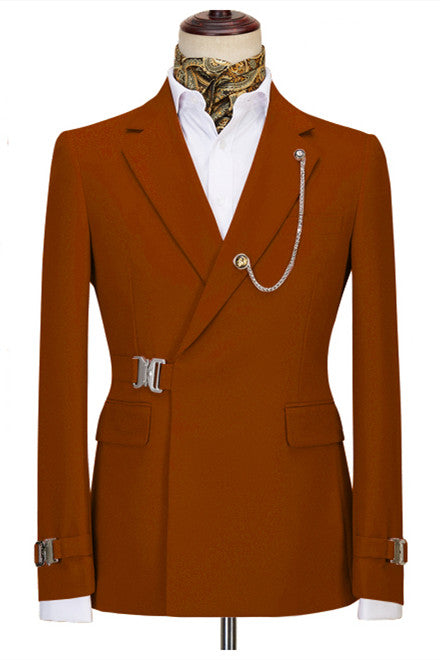 Newest Orange Two Pieces Notch Lapel Business Men Suits