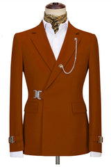 Newest Orange Two Pieces Notch Lapel Business Men Suits