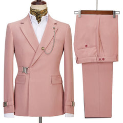 Newest Pink Slim Fit Bespoke Prom Men Suit with Belt