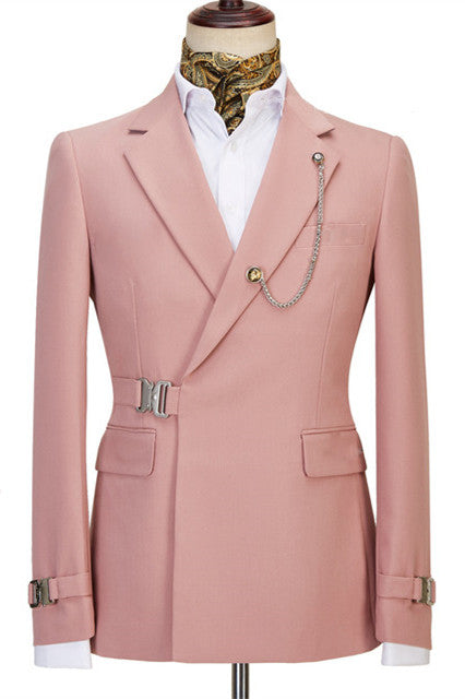 Newest Pink Slim Fit Bespoke Prom Men Suit with Belt
