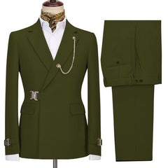 Newest Pure Green Notched Lapel Men Suits For Business