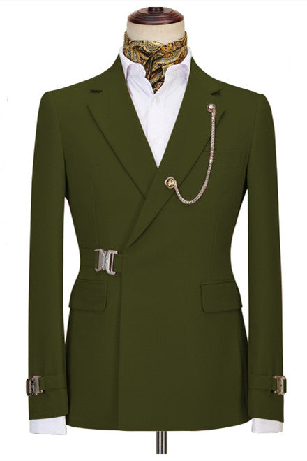 Newest Pure Green Notched Lapel Men Suits For Business