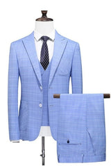 Newest Sky Three Pieces Single Breasted Blue Prom Suits
