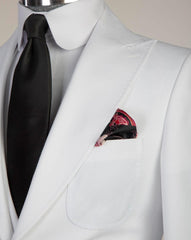 Newest White Peaked Lapel Three Pieces Men Suit For Business