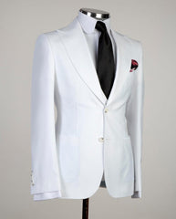 Newest White Peaked Lapel Three Pieces Men Suit For Business