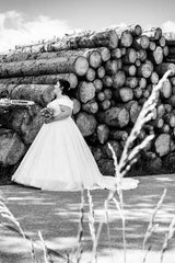 27DRESS Off-the-Shoulder Ball Gown Plus Size Tulle Wedding Dresses