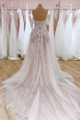 Off-the-Shoulder Lace Wedding Dress Tulle Bridal Gowns-27dress