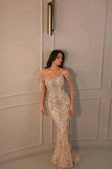 27DRESS Off-the-shoulder Mermaid Formal Evening Dresses With Rhinestones