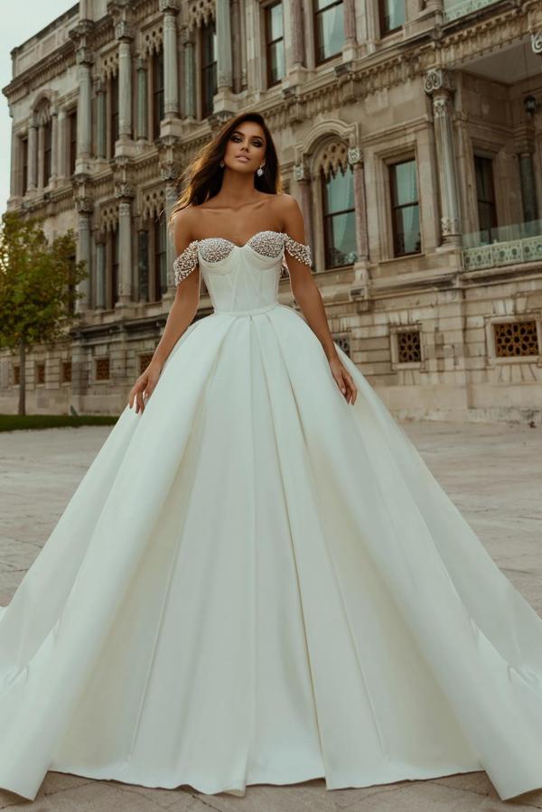 Off-the-Shoulder Princess Wedding Dress With Crystals-27dress