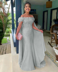 Off the Shoulder Sleeveless Long Mermaid Prom Dress With Appliques