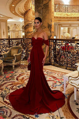 Off the Shoulder Strapless Sleeveless Mermaid Long Prom Dress With Ruffles