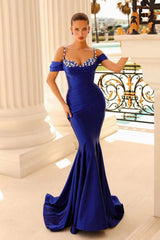 Off the Shoulder Sweetheart Beads Prom Dress With Spaghetti Strap Mermaid