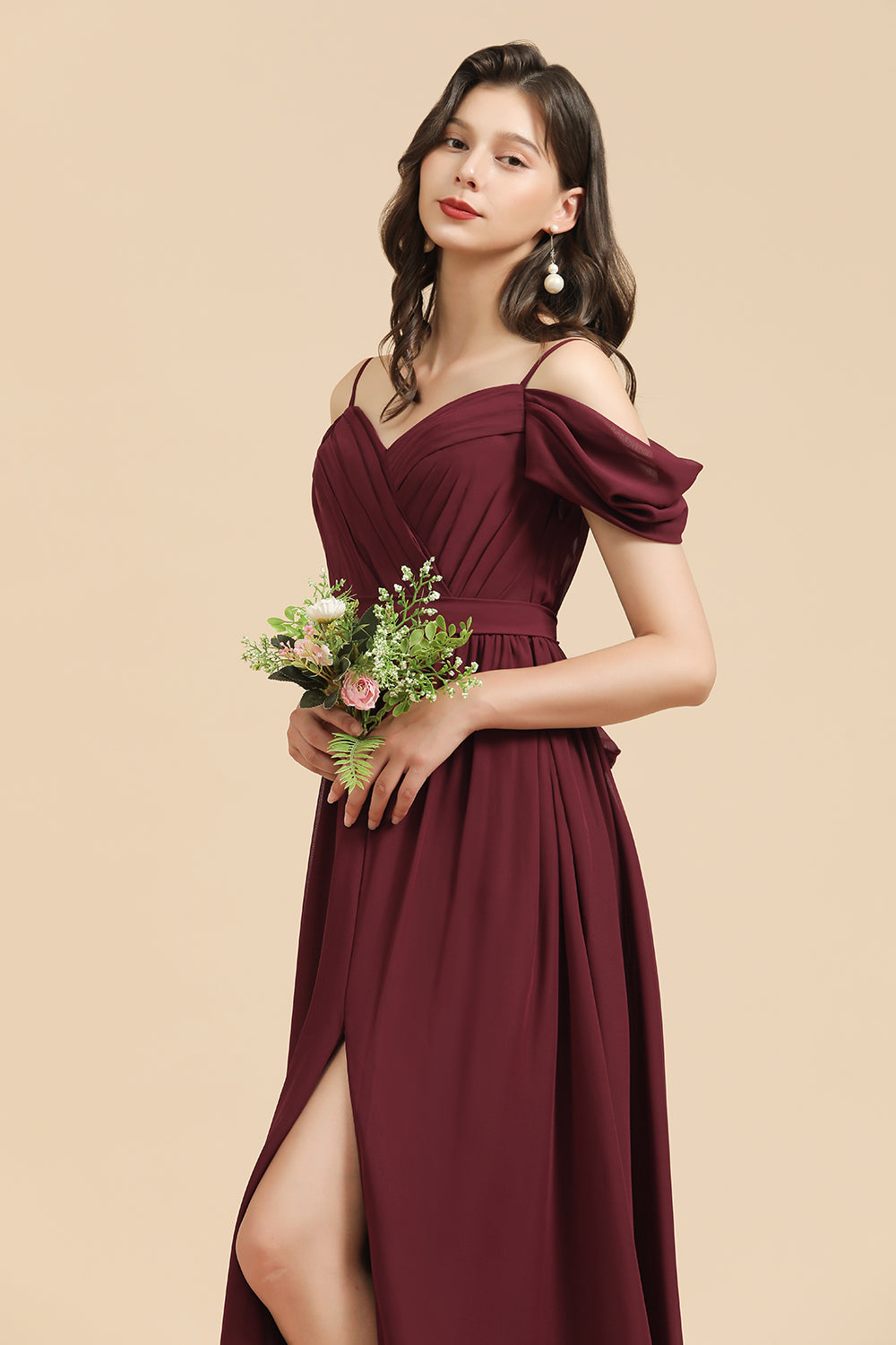Off-the-Shoulder Sweetheart Burgundy Long Bridesmaid Dress With Slit 27dress Off-the-Shoulder Sweetheart Burgundy Long Bridesmaid Dress With Slit 27dress