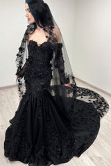 Off-the-Shoulder Sweetheart Mermaid Wedding Dress with Lace Applique-27dress