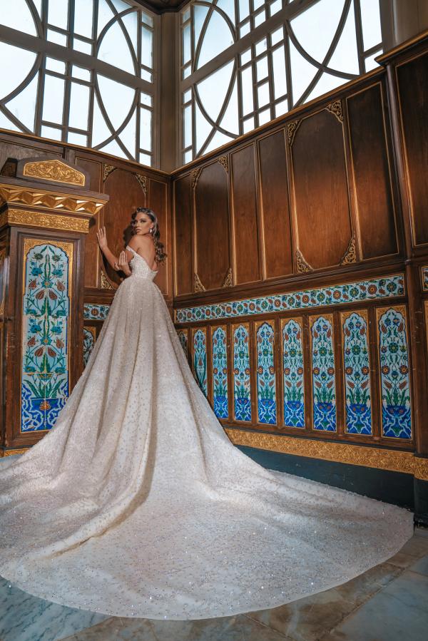 Off-the-Shoulder Wedding Dress Beadings With Split Overskirt-27dress