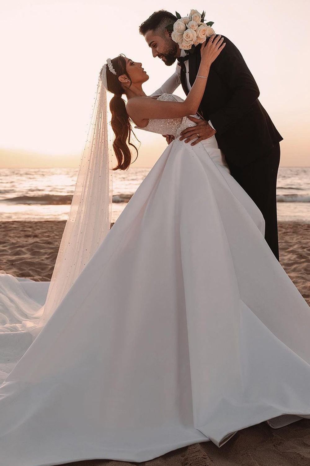 One Shoulder Long Sleeves Wedding Dress Sequins Bridal Gown 27dress One Shoulder Long Sleeves Wedding Dress Sequins Bridal Gown 27dress