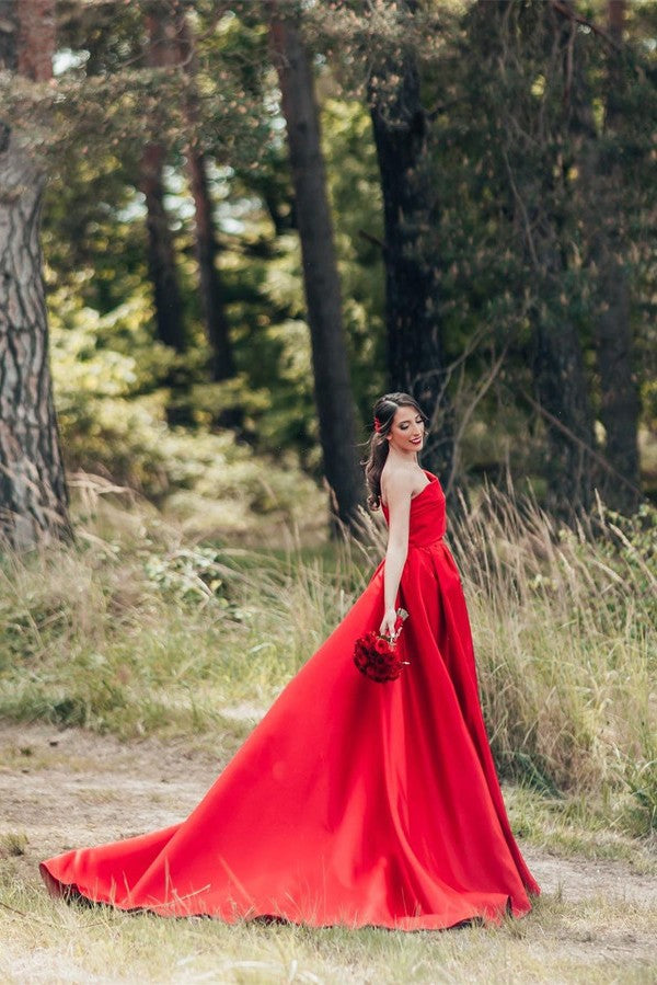 One Shoulder Red Wedding Dress Princess Long Wedding Reception Dress 27dress One Shoulder Red Wedding Dress Princess Long Wedding Reception Dress 27dress