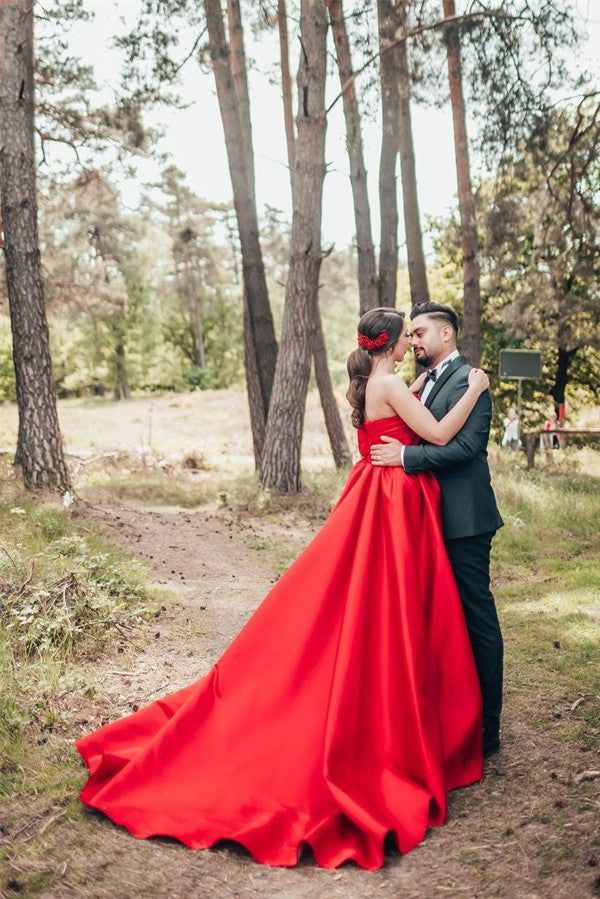 One Shoulder Red Wedding Dress Princess Long Wedding Reception Dress 27dress One Shoulder Red Wedding Dress Princess Long Wedding Reception Dress 27dress