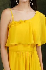 One Shoulder Ruffles Bridesmaid Dress Long With Slit-27dress