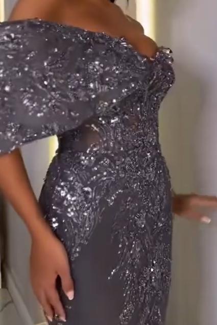One Shoulder Sleeveless Mermaid Long Prom Dress With Appliques