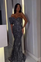 One Shoulder Sleeveless Mermaid Long Prom Dress With Appliques