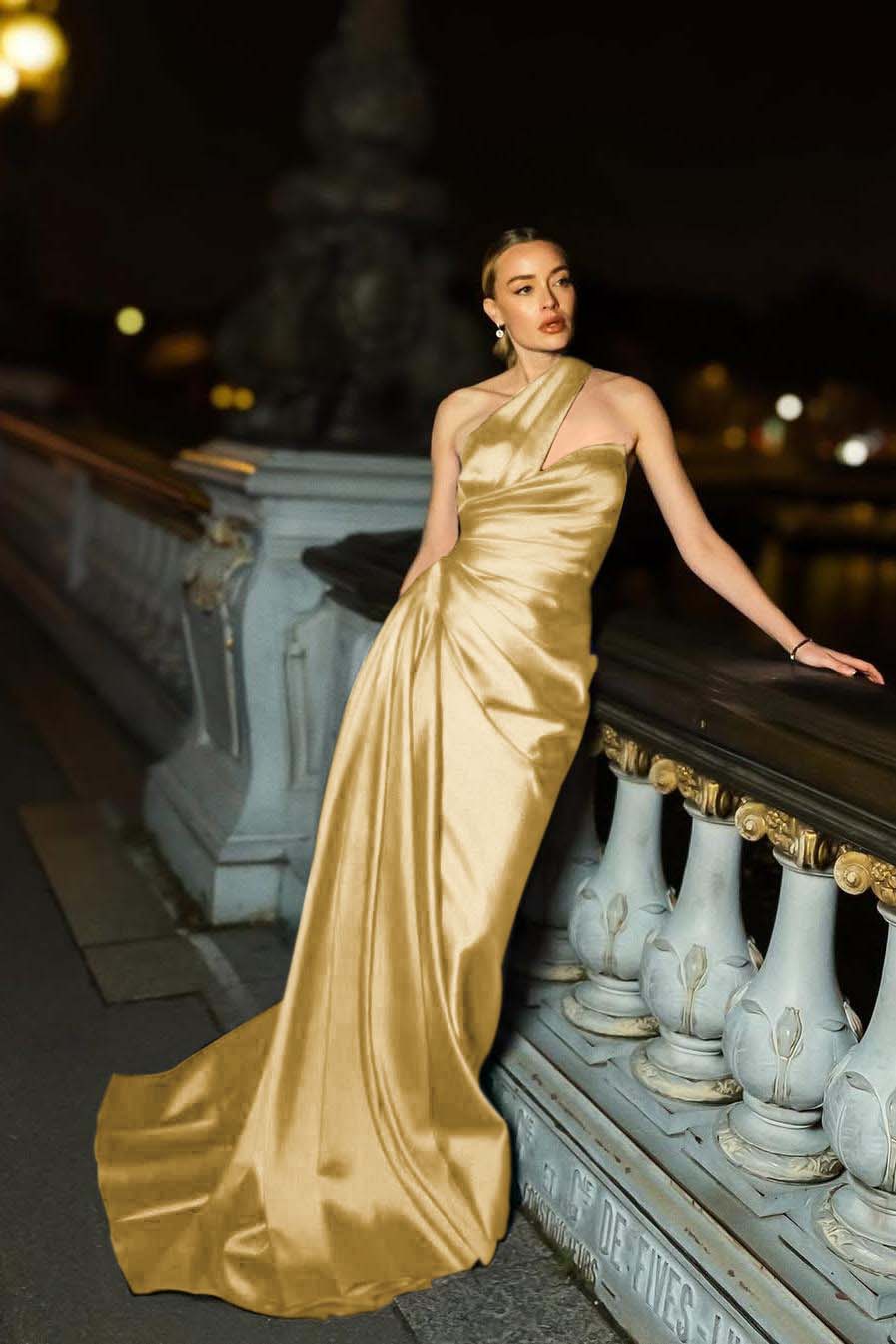One Shoulder Sleeveless Mermaid Long Prom Dress With Ruffles Pleated