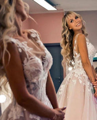 Open Back Appliques Wedding Dress Tulle Bridal Gowns-27dress