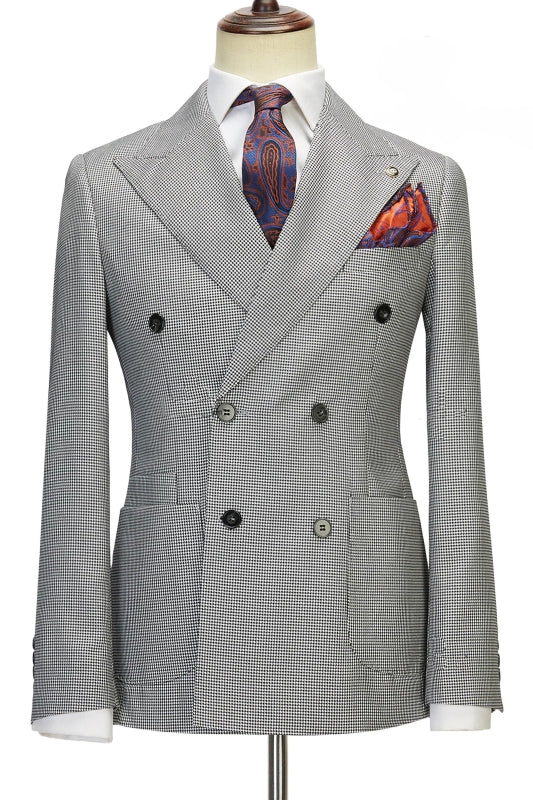 Peaked Lapel Double Breasted Plaid Prom Suits