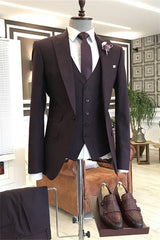 Peaked Lapel Three Pieces Slim Suits For Wedding