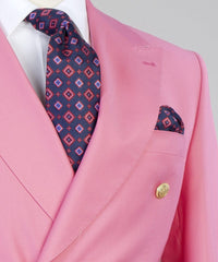 Fashion Double Breasted Peaked Lapel Men Pink Prom Suits