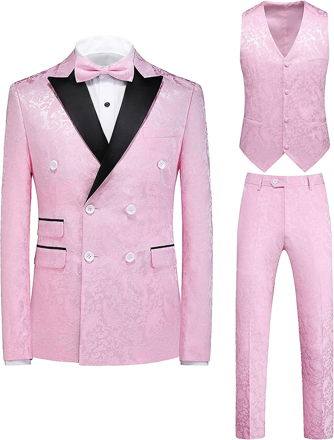 Jacquard Three Pieces New Arrival Pink Prom Suits
